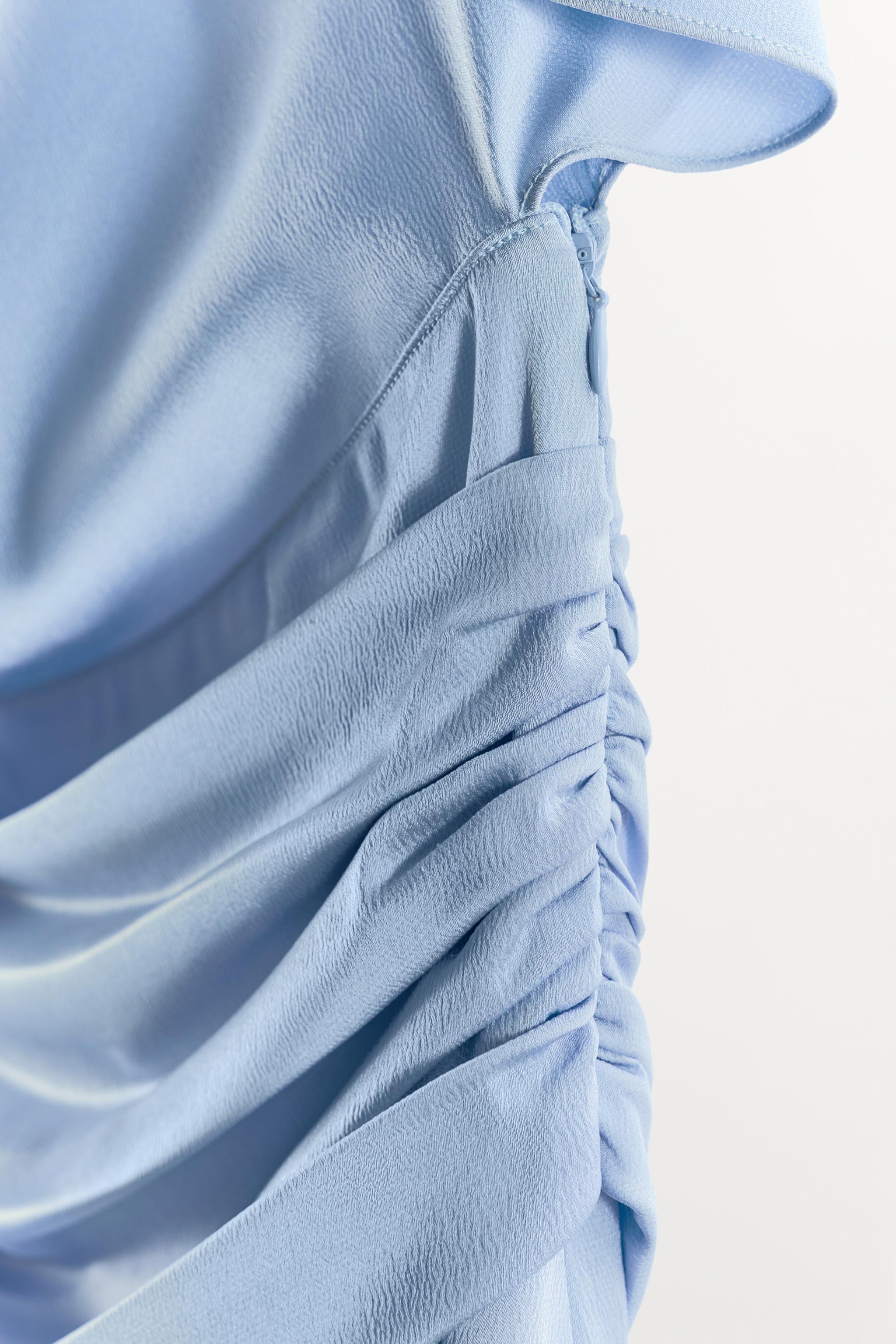 ASYMMETRIC CAPE SATIN EFFECT DRESS